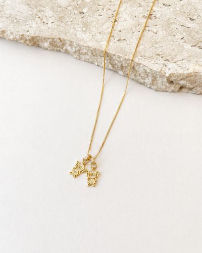 Colar dourado  malha veneziana pingentes 2 filhas 
