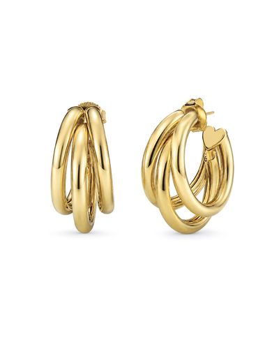 Argola dourada tubo 3 aros