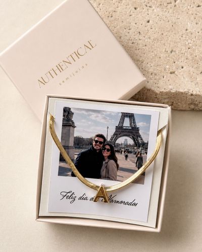Colar malha fita personalizado dourado