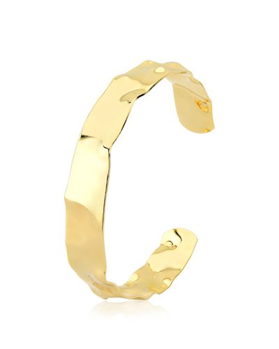 Bracelete dourado aberto martelado 