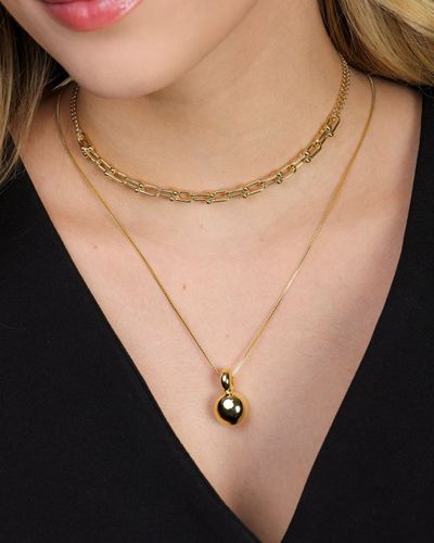 Colar dourado malha veneziana esfera 