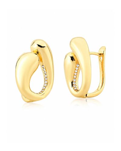 Argola Fecho Click com 2 Gotas e Centro Cravejado