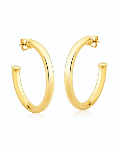 Argola aberta  dourada design tubo