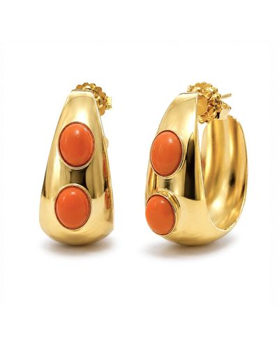 Argola bold com detalhe oval laranja