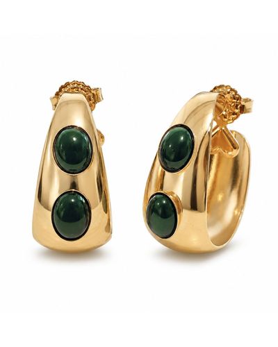 Argola bold com detalhe oval verde