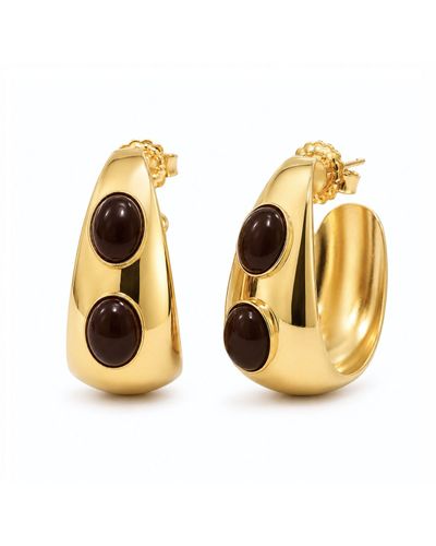 Argola bold com detalhe oval marrom