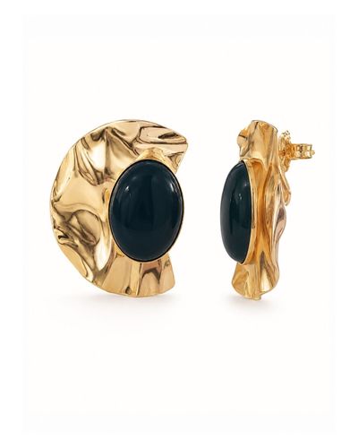 Maxi brinco dourado orgânico preto 