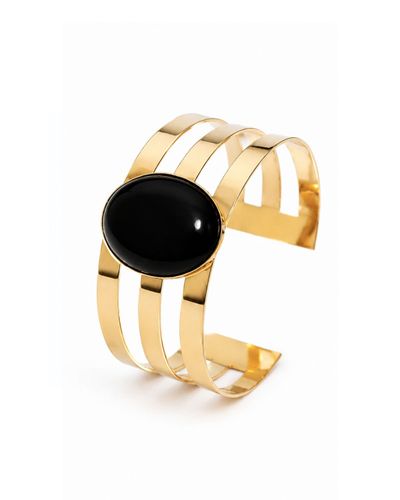 Bracelete Largo 3 Aros Vazados Preto