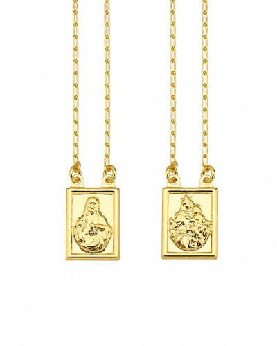 Escapulário Dourado Sagrado Coração e Nossa Senhora Carmo