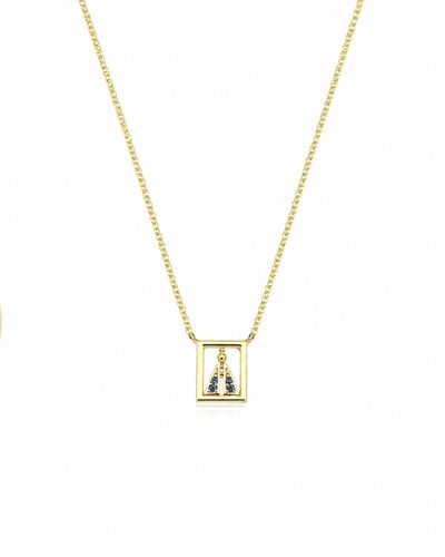 Colar dourado mini elo português e nossa senhora