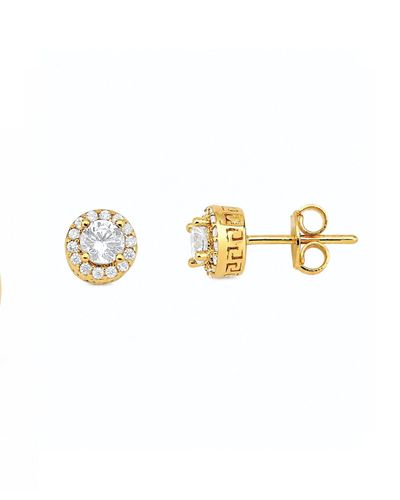 Brinco dourado redondo cristal cravejado em volta