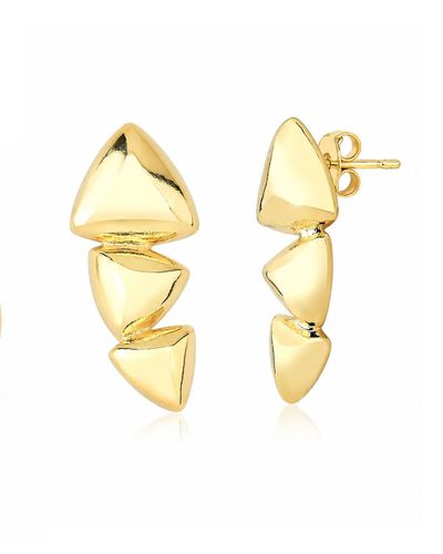 Brinco Ear Cuff Dourado 3 Triângulos Textura Lisa