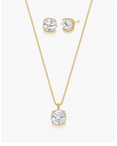 Conjunto Colar e Brinco Ponto de Luz Quadrado