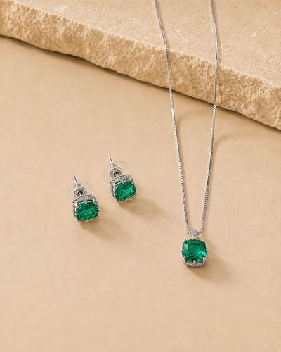 Conjunto Colar e Brinco Ponto de Luz Quadrado