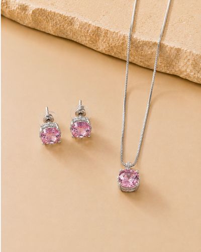 Conjunto Colar e Brinco Ponto de Luz Quadrado