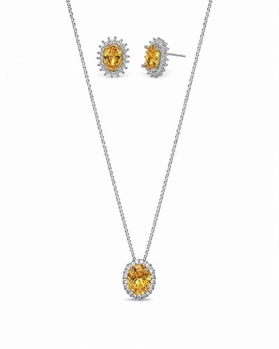Conjunto Colar e Brinco Ponto de Luz oval