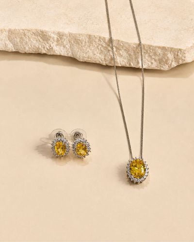 Conjunto Colar e Brinco Ponto de Luz oval