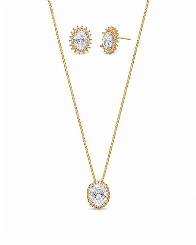 Conjunto Colar e Brinco Ponto de Luz oval