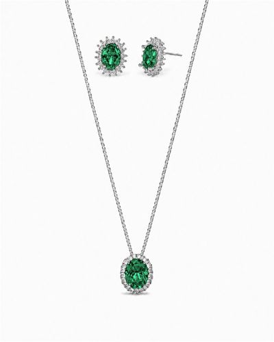 Conjunto Colar e Brinco Ponto de Luz oval