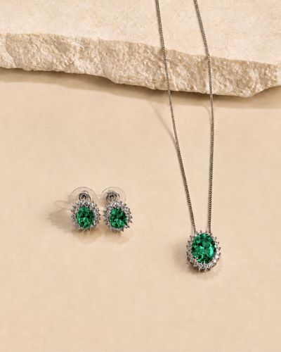 Conjunto Colar e Brinco Ponto de Luz oval