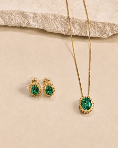 Conjunto Colar e Brinco Ponto de Luz oval