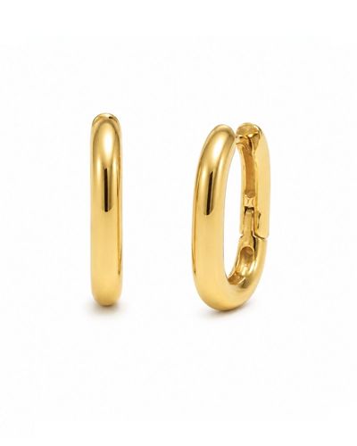 Argola Lisa Retangular Tubo Dourada Fecho Click