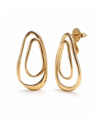 Brinco dourado orgânico 2 elos vazados