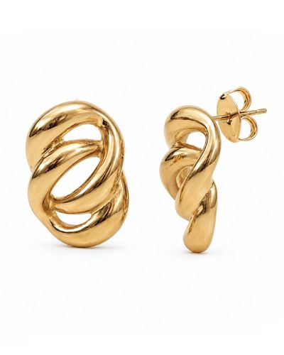 Brinco dourado 2 elos entrelaçados 