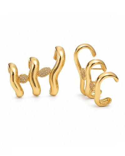 Brinco ear cuff 3 elos com detalhes cravejados