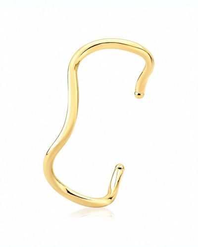 Bracelete dourado aro rígido design ondulado