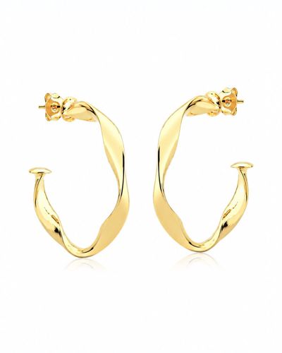 Argola dourada aberta aro rígido levemente torcido