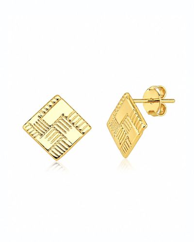 Brinco dourado quadrado texturizado