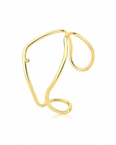 Bracelete dourado vazado organico e ponto de luz 