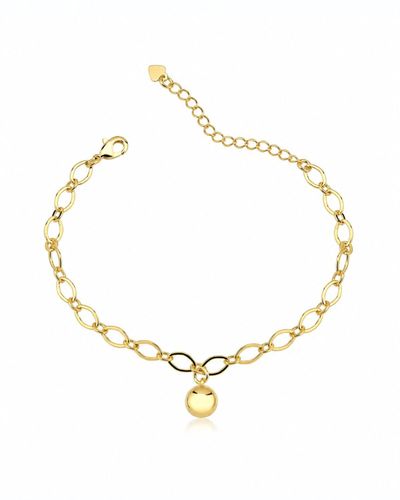 Pulseira dourada elos ovais pingente esfera
