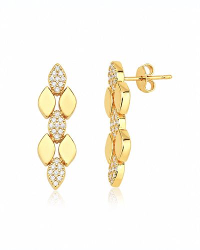 Brinco dourado detalhes cravejados zircônias brancas