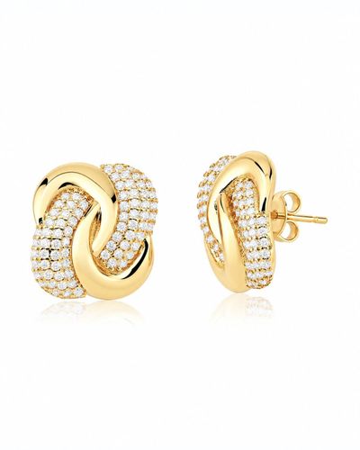 Brinco Frontal Dourado Entrelaçado Zircônias Brancas
