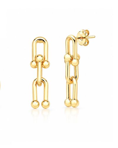 Brinco dourado 3 elos pendentes