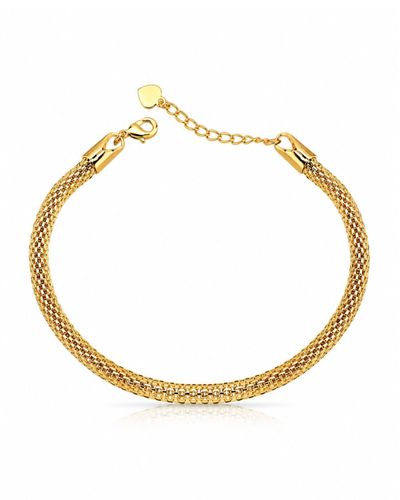 Pulseira dourada malha esteira redonda