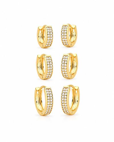 Kit 3 argolas cravejadas zircônias brancas