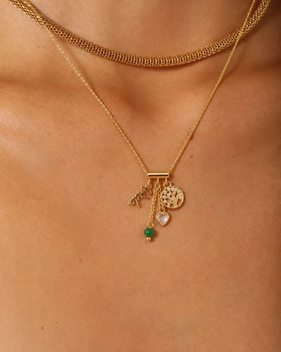 Colar dourado mini elos pingente patuá vida
