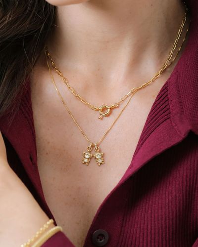 Colar dourado  malha veneziana pingentes 2 filhas 