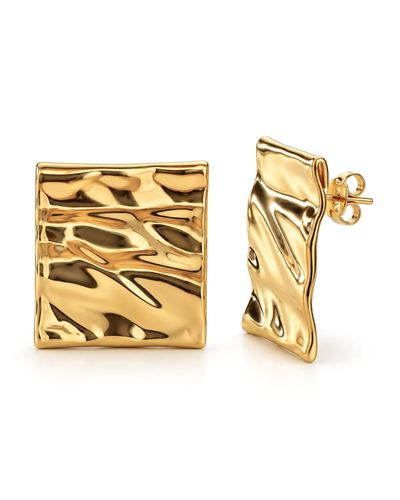 Brinco dourado quadrado ondulado 