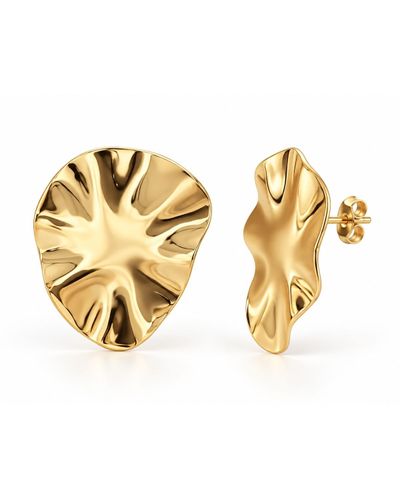 Brinco dourado orgânico ondulado 