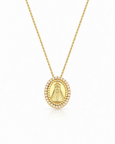 Colar elos com pingente oval Nossa Senhora