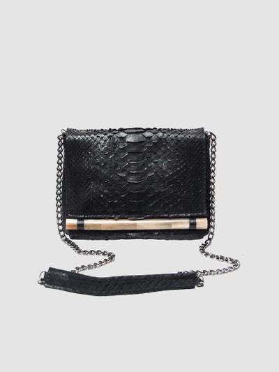 BOLSA BRAÚNA COURO PYTHON PRETO