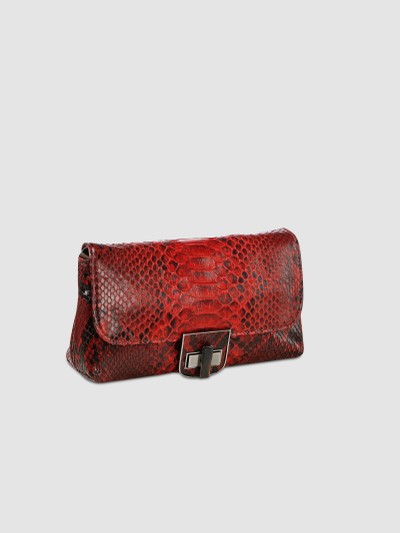 BOLSA ARAGUANÃ COURO PYTHON VERMELHO