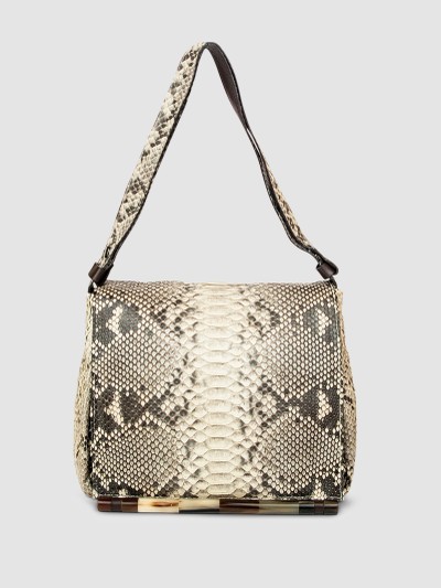 BOLSA PANTANAL COURO PYTHON BRANCO