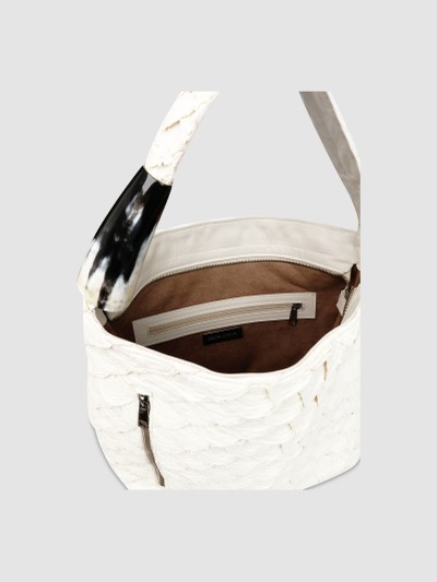 BOLSA POCONÉ COURO PIRARUCU OFF WHITE