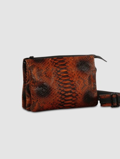 BOLSA SARACÁ COURO PYTHON LARANJA