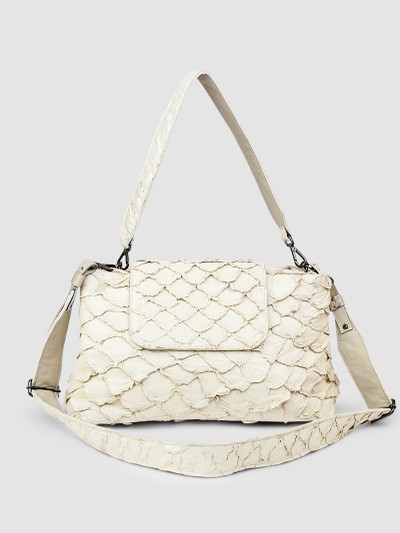 BOLSA BARAJUBA COURO PIRARUCU OFF WHITE